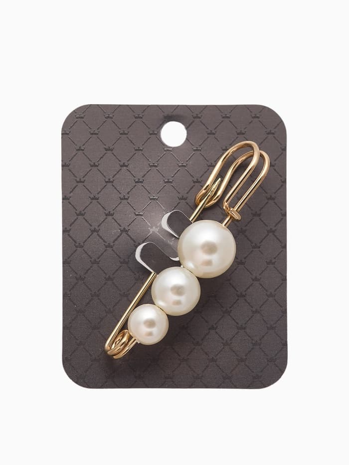 Булавка «Три жемчужины», 6 см, белая в золоте