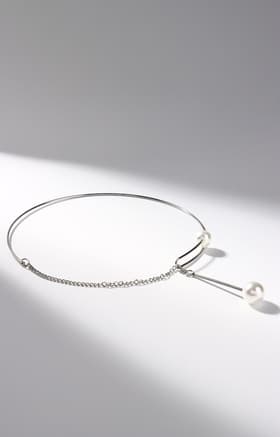 Колье «Ноэль» бусины с цепочкой, шар №12, белое в серебре, L=30 см