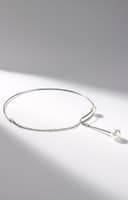 Колье «Ноэль» бусины с цепочкой, шар №12, белое в серебре, L=30 см