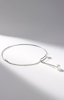 Колье «Ноэль» бусины с цепочкой, шар №12, белое в серебре, L=30 см