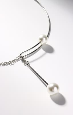 Колье «Ноэль» бусины с цепочкой, шар №12, белое в серебре, L=30 см