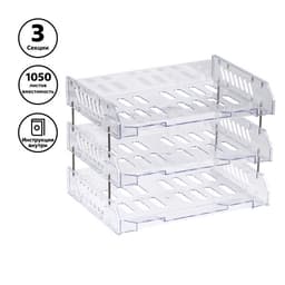 Набор лотков для бумаг «Сити», А4, горизонтальный, на металлических стержнях, 3 отделения, прозрачный