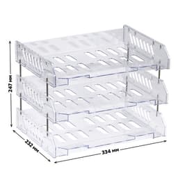 Набор лотков для бумаг «Сити», А4, горизонтальный, на металлических стержнях, 3 отделения, прозрачный