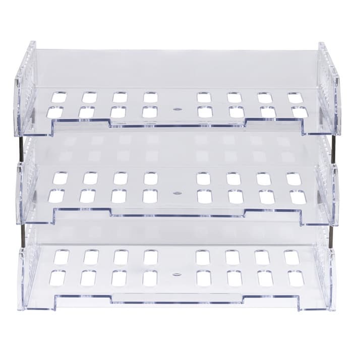 Набор лотков для бумаг «Сити», А4, горизонтальный, на металлических стержнях, 3 отделения, прозрачный