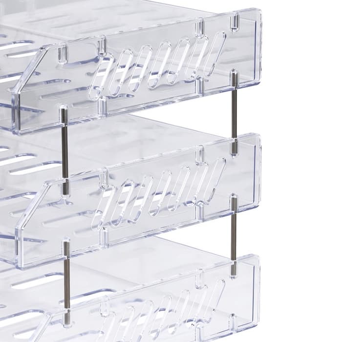 Набор лотков для бумаг «Сити», А4, горизонтальный, на металлических стержнях, 3 отделения, прозрачный