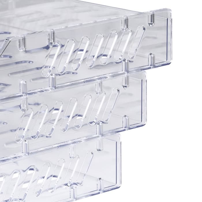 Набор лотков для бумаг «Сити», А4, горизонтальный, на металлических стержнях, 3 отделения, прозрачный