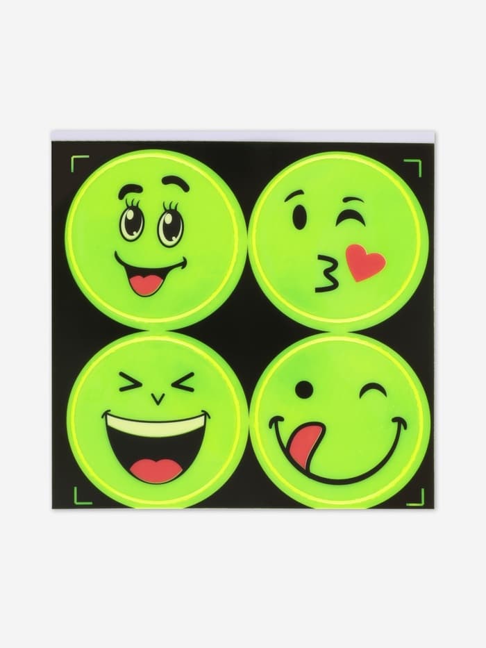 Светоотражающие наклейки «Смайлы», d=5 см, 4 шт. на листе, жёлтые