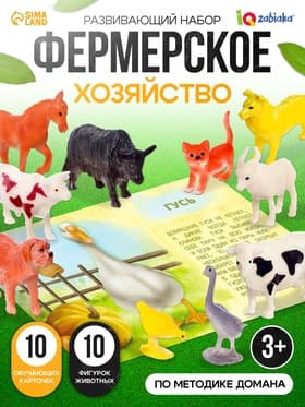 Развивающий набор «Фермерское хозяйство», по методике Монтессори, 10 фигурок, 10 карточек, 3+
