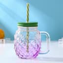 Банка с крышкой и трубочкой Доляна «Ананас», 500 мл, 12.5×9.5×13 см, стекло, МИКС