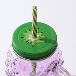 Банка с крышкой и трубочкой Доляна «Ананас», 500 мл, 12.5×9.5×13 см, стекло, МИКС