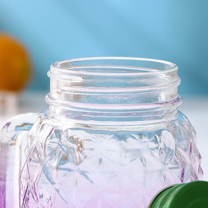 Банка с крышкой и трубочкой Доляна «Ананас», 500 мл, 12.5×9.5×13 см, стекло, МИКС