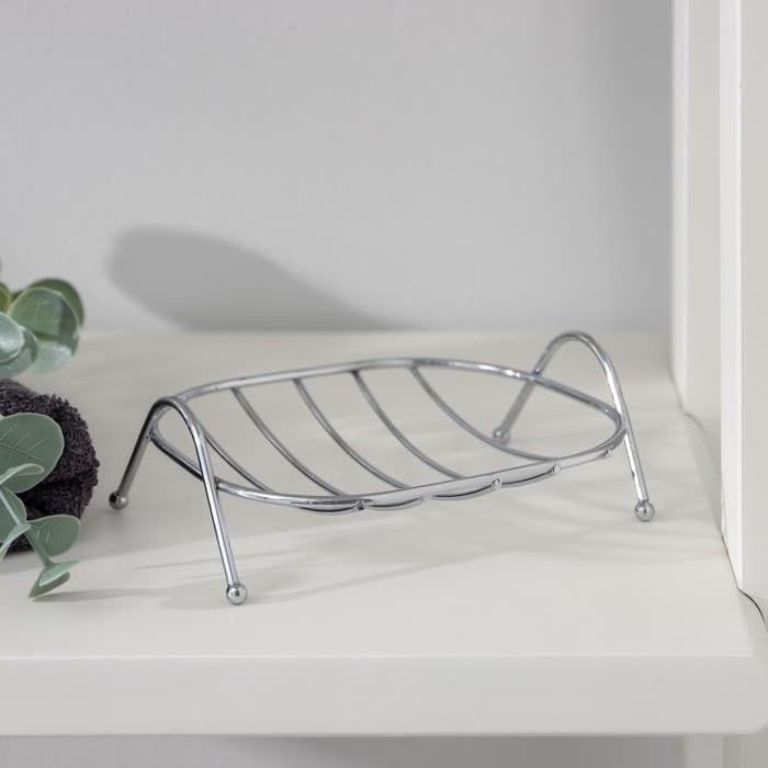 Мыльница на ножках Доляна «Сибарит», 12×9.5×4 см, хромированная