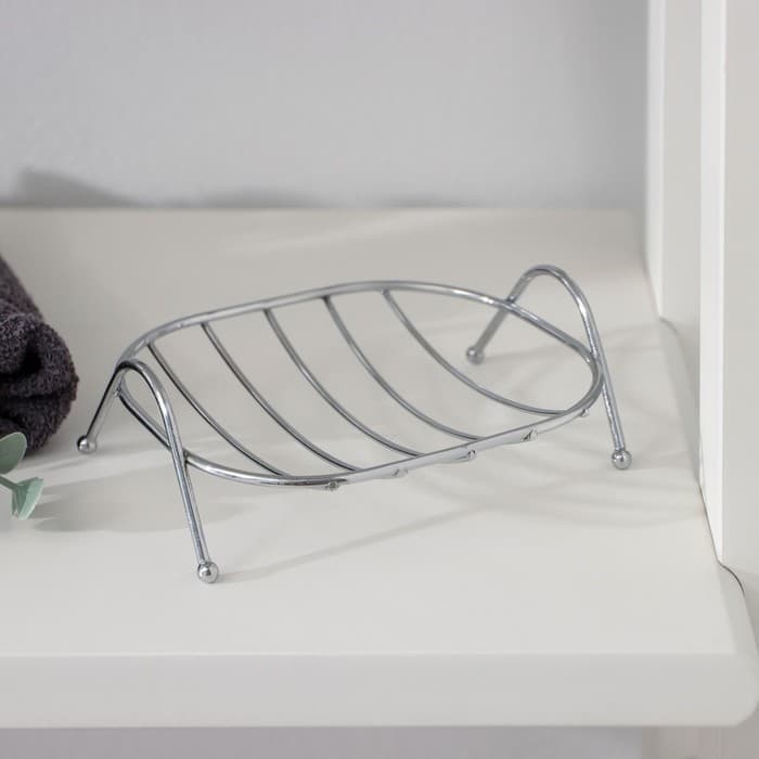 Мыльница на ножках Доляна «Сибарит», 12×9.5×4 см, хромированная