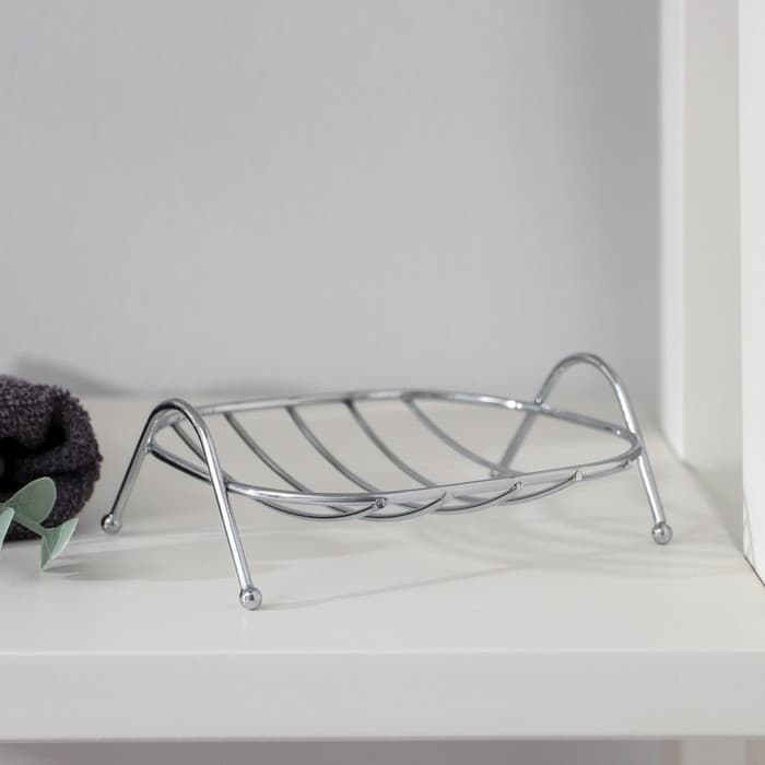 Мыльница на ножках Доляна «Сибарит», 12×9.5×4 см, хромированная