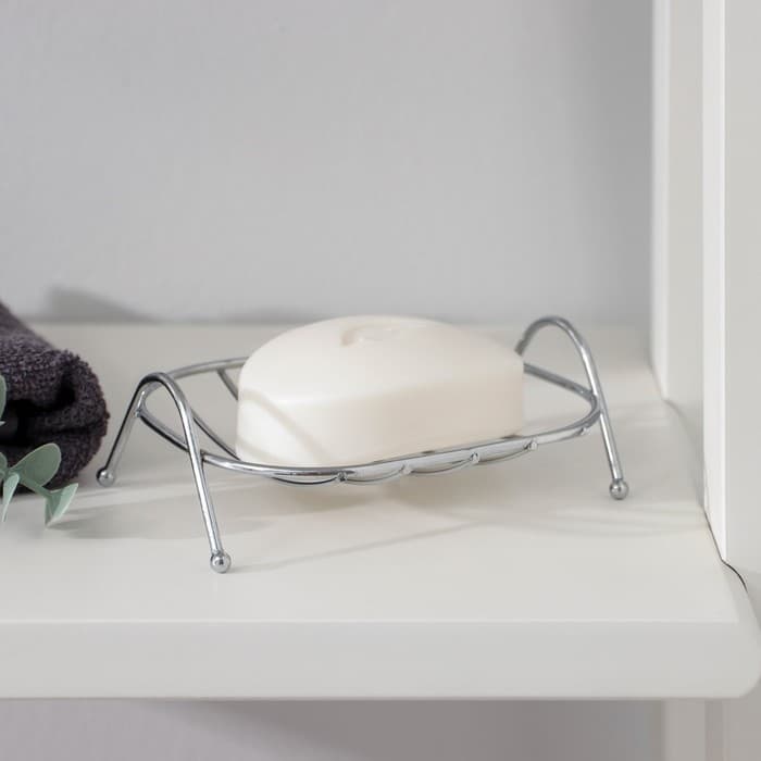 Мыльница на ножках Доляна «Сибарит», 12×9.5×4 см, хромированная