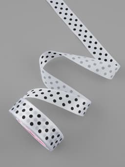 Лента атласная «Горох», 25 мм, 23±1 м, белая №001