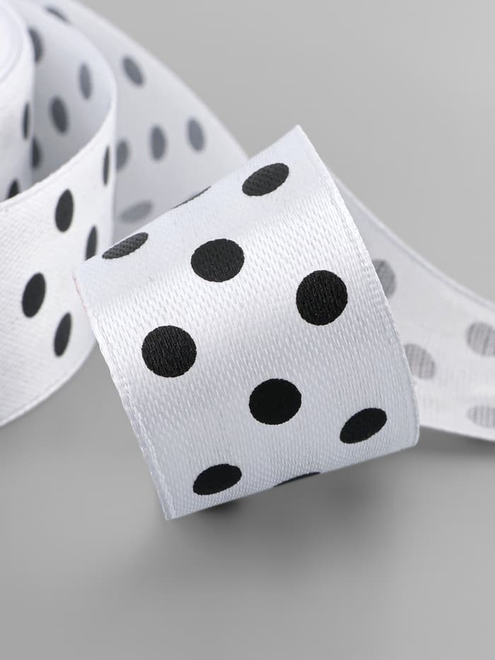 Лента атласная «Горох», 25 мм, 23±1 м, белая №001