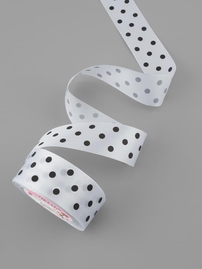 Лента атласная «Горошек», 40 мм, 23±1 м, белая №001