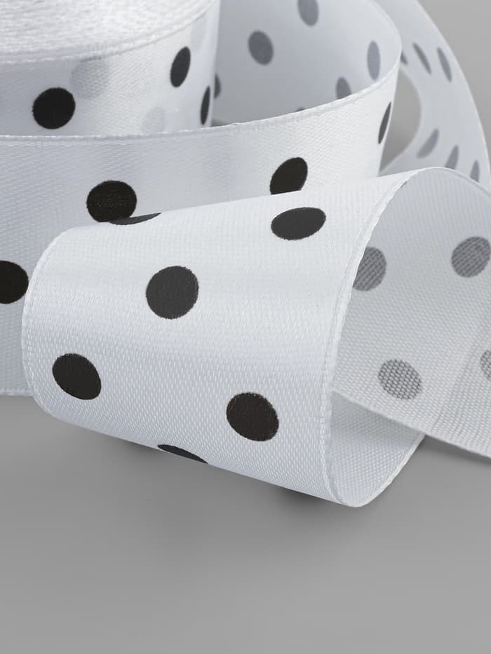 Лента атласная «Горошек», 40 мм, 23±1 м, белая №001