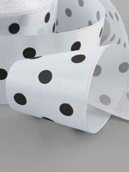 Лента атласная «Горошек», 40 мм, 23±1 м, белая №001