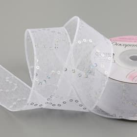 Лента декоративная «Пайетки», 40 мм, 9±0.5 м, белая №1