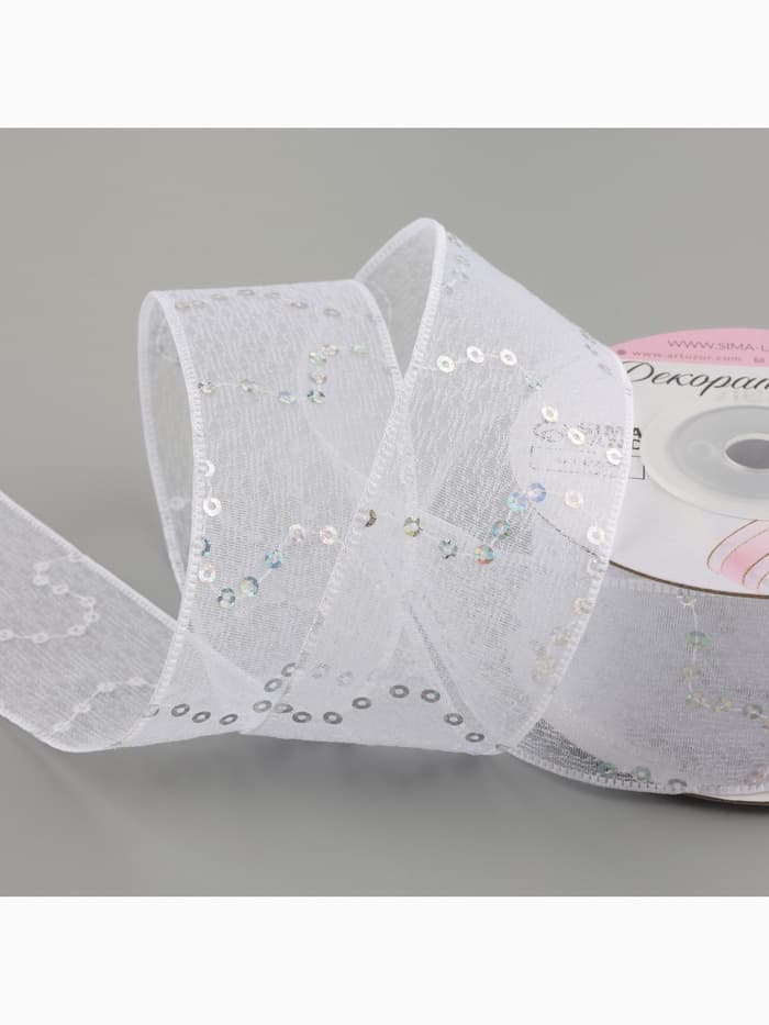 Лента декоративная «Пайетки», 40 мм, 9±0.5 м, белая №1