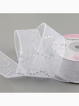 Лента декоративная «Пайетки», 40 мм, 9±0.5 м, белая №1