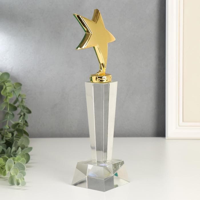 Фигурка стекло «Стела наградная. Золотая звезда», 27.8×6.8×6.8 см