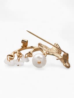 Брошь «Цветы Ландыши», белая, зелёный в золоте