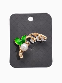 Брошь «Цветы Ландыши», белая, зелёный в золоте