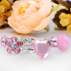 Кольцо «Выбражулька. Романтика», белый, розовое в серебре, безразмерное