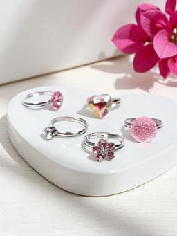 Кольцо «Выбражулька. Романтика», белый, розовое в серебре, безразмерное