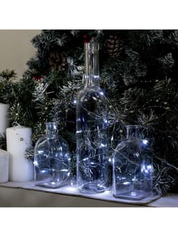 Гирлянда «Нить» 5 м роса, IP20, серебристая нить, 50 LED, батарейки CR2032×2 (в комплекте), свечение белое