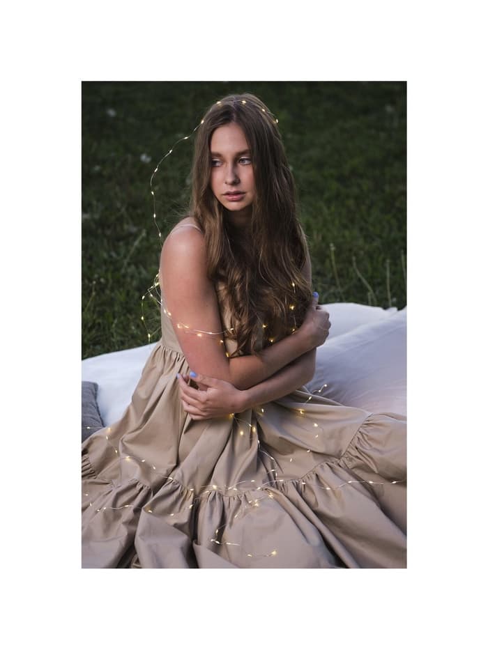 Гирлянда «Нить» 5 м роса, IP20, серебристая нить, 50 LED, батарейки CR2032×2 (в комплекте), свечение тёплое белое