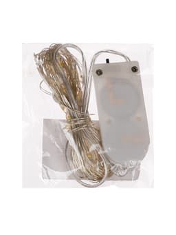 Гирлянда «Нить» 5 м роса, IP20, серебристая нить, 50 LED, батарейки CR2032×2 (в комплекте), свечение тёплое белое