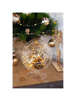 Гирлянда «Нить» 5 м роса, IP20, серебристая нить, 50 LED, батарейки CR2032×2 (в комплекте), свечение тёплое белое