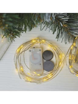 Гирлянда «Нить» 5 м роса, IP20, серебристая нить, 50 LED, батарейки CR2032×2 (в комплекте), свечение тёплое белое