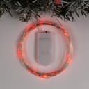 Гирлянда «Нить» 5 м, роса, IP20, серебристая нить, 50 LED, от батареек CR2032×2, свечение красное