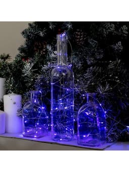 Гирлянда «Нить» 5 м роса, IP20, серебристая нить, 50 LED, батарейки CR2032×2 (в комплекте), свечение фиолетовое