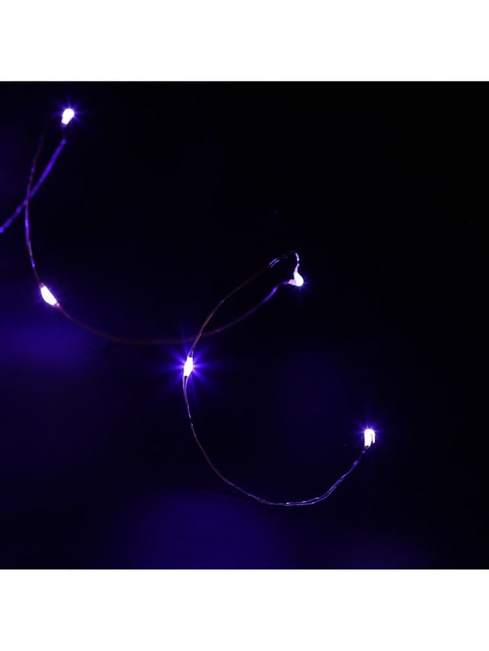 Гирлянда «Нить» 5 м роса, IP20, серебристая нить, 50 LED, батарейки CR2032×2 (в комплекте), свечение фиолетовое