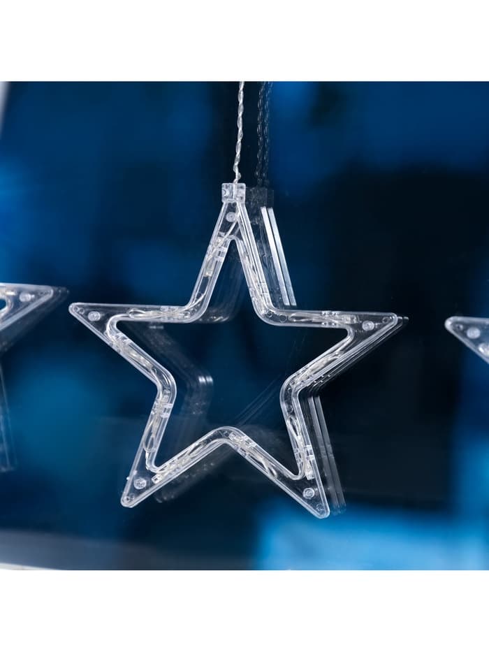 Гирлянда «Бахрома» 2.4×0.9 м с насадками «Звёзды», IP20, прозрачная нить, 138 LED, свечение мульти, 8 режимов, 220 В