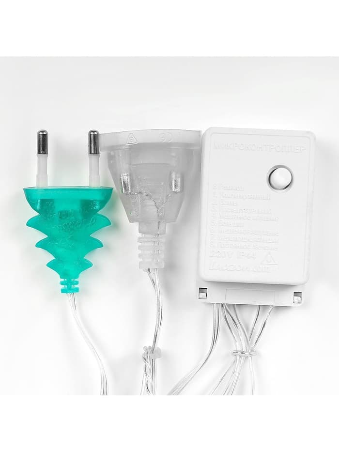 Гирлянда «Бахрома» 2.4×0.9 м с насадками «Звёзды», IP20, прозрачная нить, 138 LED, свечение мульти, 8 режимов, 220 В