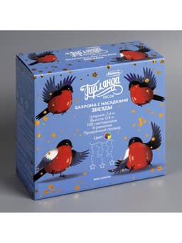 Гирлянда «Бахрома» 2.4×0.9 м с насадками «Звёзды», IP20, прозрачная нить, 138 LED, свечение мульти, 8 режимов, 220 В