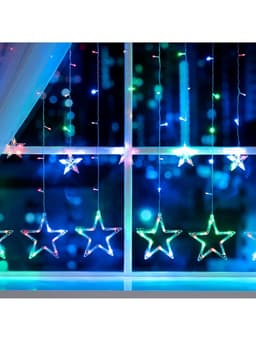 Гирлянда «Бахрома» 2.4×0.9 м с насадками «Звёзды», IP20, прозрачная нить, 138 LED, свечение мульти, 8 режимов, 220 В