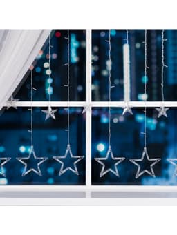 Гирлянда «Бахрома» 2.4×0.9 м с насадками «Звёзды», IP20, прозрачная нить, 138 LED, свечение мульти, 8 режимов, 220 В