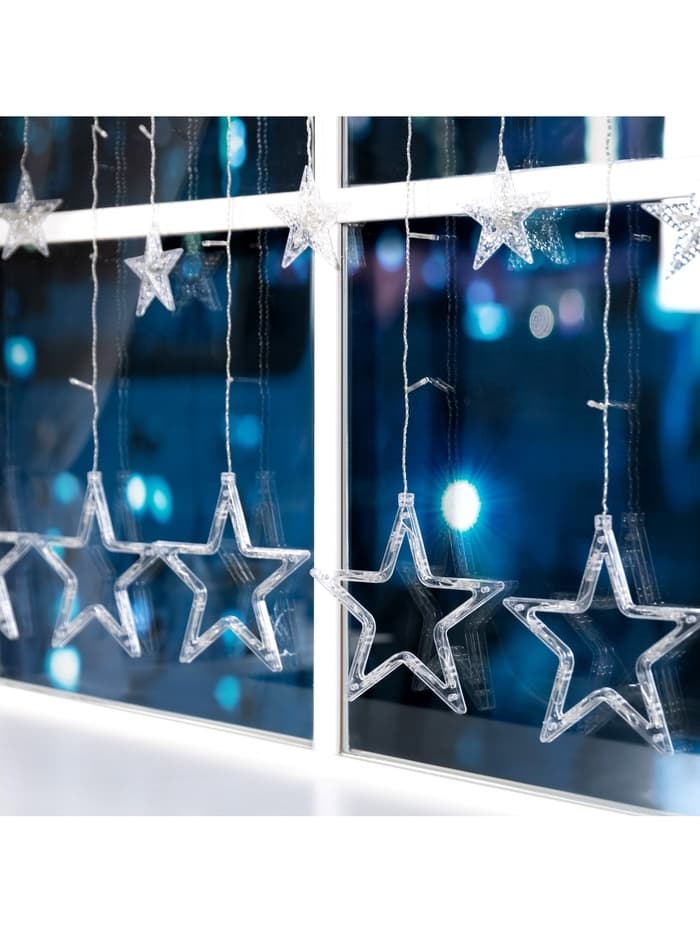 Гирлянда «Бахрома» 2.4×0.9 м с насадками «Звёзды», IP20, прозрачная нить, 138 LED, свечение мульти, 8 режимов, 220 В