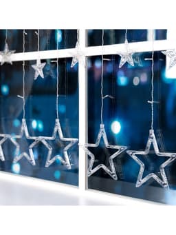 Гирлянда «Бахрома» 2.4×0.9 м с насадками «Звёзды», IP20, прозрачная нить, 138 LED, свечение мульти, 8 режимов, 220 В