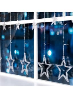 Гирлянда «Бахрома» 2.4×0.9 м с насадками «Звёзды», IP20, прозрачная нить, 138 LED, свечение синее, 8 режимов, 220 В