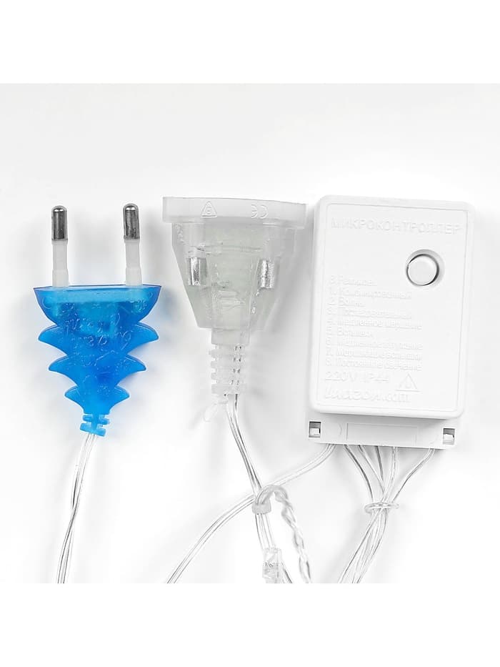 Гирлянда «Бахрома» 2.4×0.9 м с насадками «Звёзды», IP20, прозрачная нить, 138 LED, свечение синее, 8 режимов, 220 В