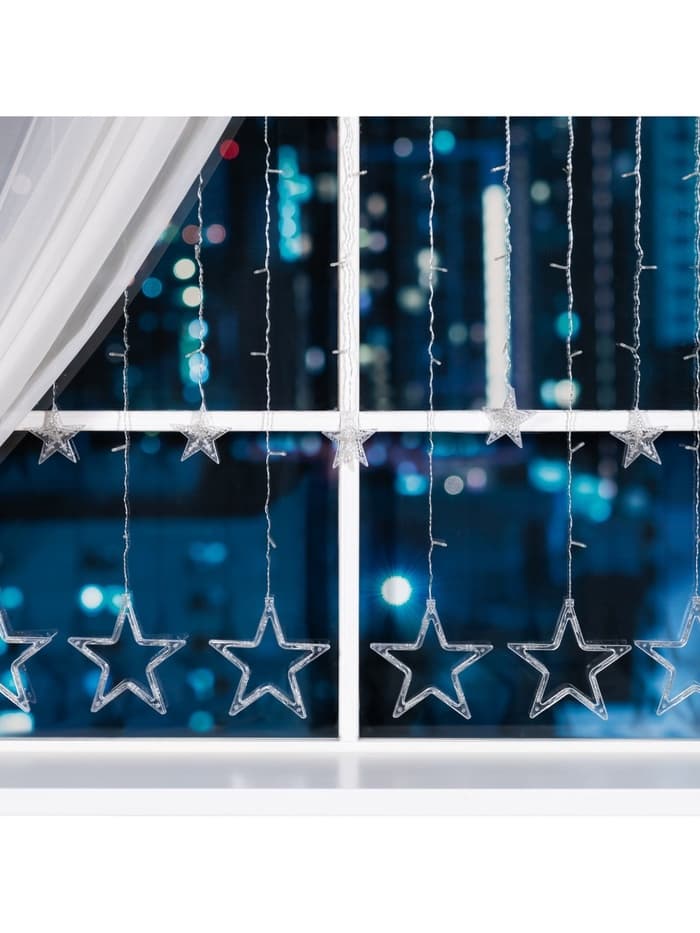 Гирлянда «Бахрома» 2.4×0.9 м с насадками «Звёзды», IP20, прозрачная нить, 138 LED, свечение синее, 8 режимов, 220 В